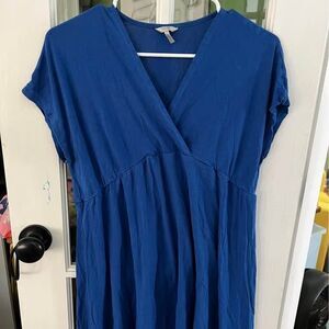 Metro 7 Blue V-Neck Empire Waist Top Size Large